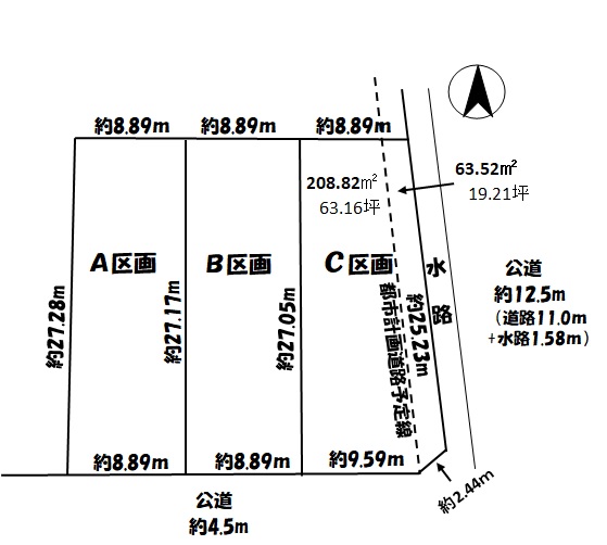 岐阜市岩地 C区画 長森東/長森の区画図